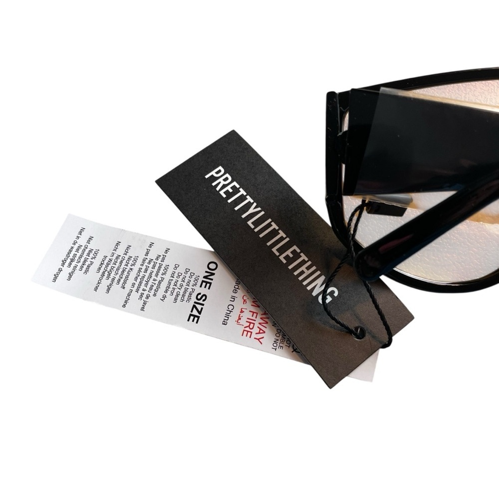 PrettyLittleThing Orange Black With Orange Lens Oversized Visor Sunglasses NWT - Picture 7 of 8